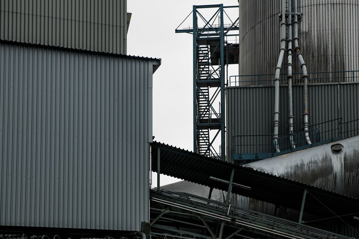 a metal structure with a ladder