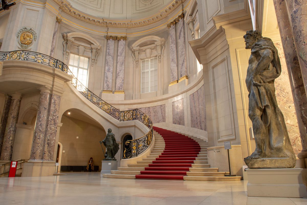 a staircase in a building